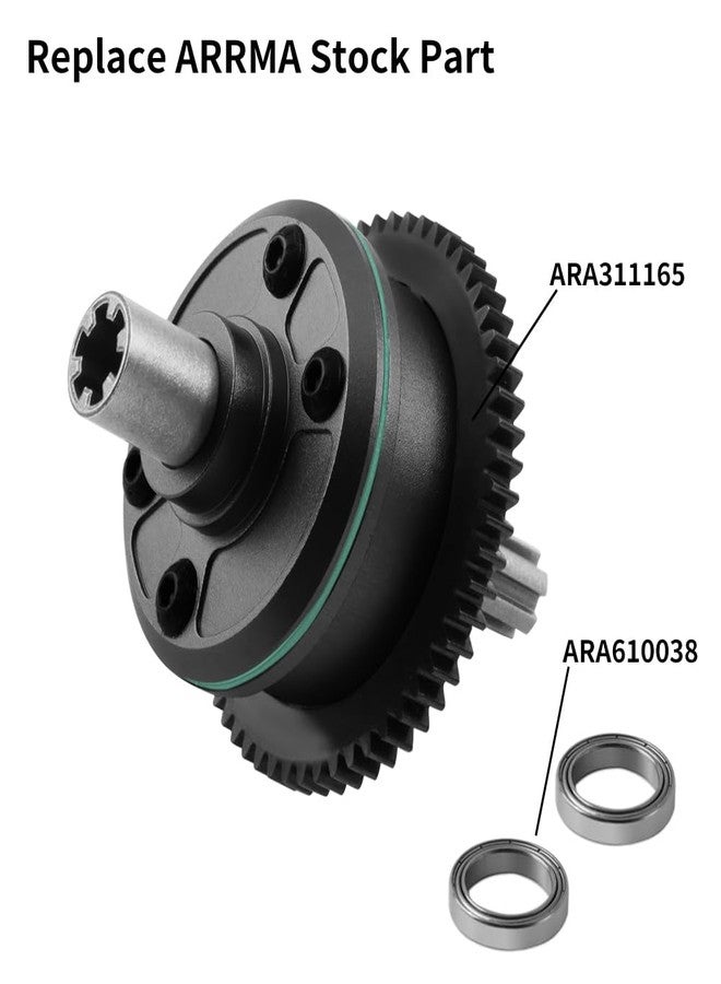 GLOBACT ترس تفاضلي مركزي من الفولاذ من GLOBACT 57T 0.8Mod لسيارات Arrma 1/10 KRATON Outcast 4S 1/8 Mojave 4S RC قطع غيار للترقية بديلة لـ ARA311165 (أسود) - Image 3